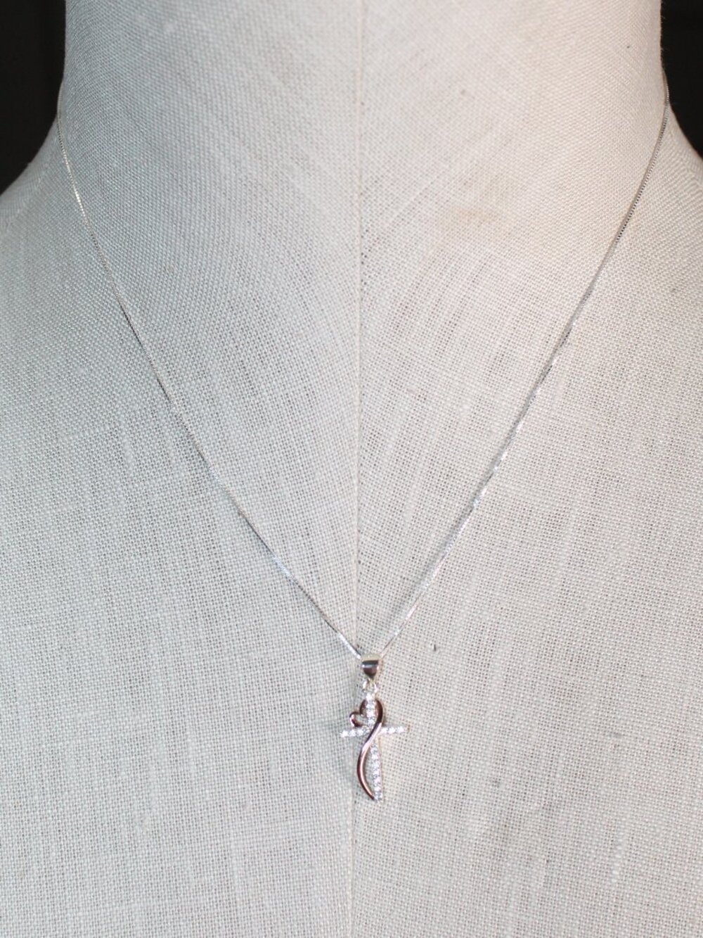 NWT 925 Sterling Silver Two-Tone Cross Gold-Tone Heart Pendant w/ 18" Box Chain
